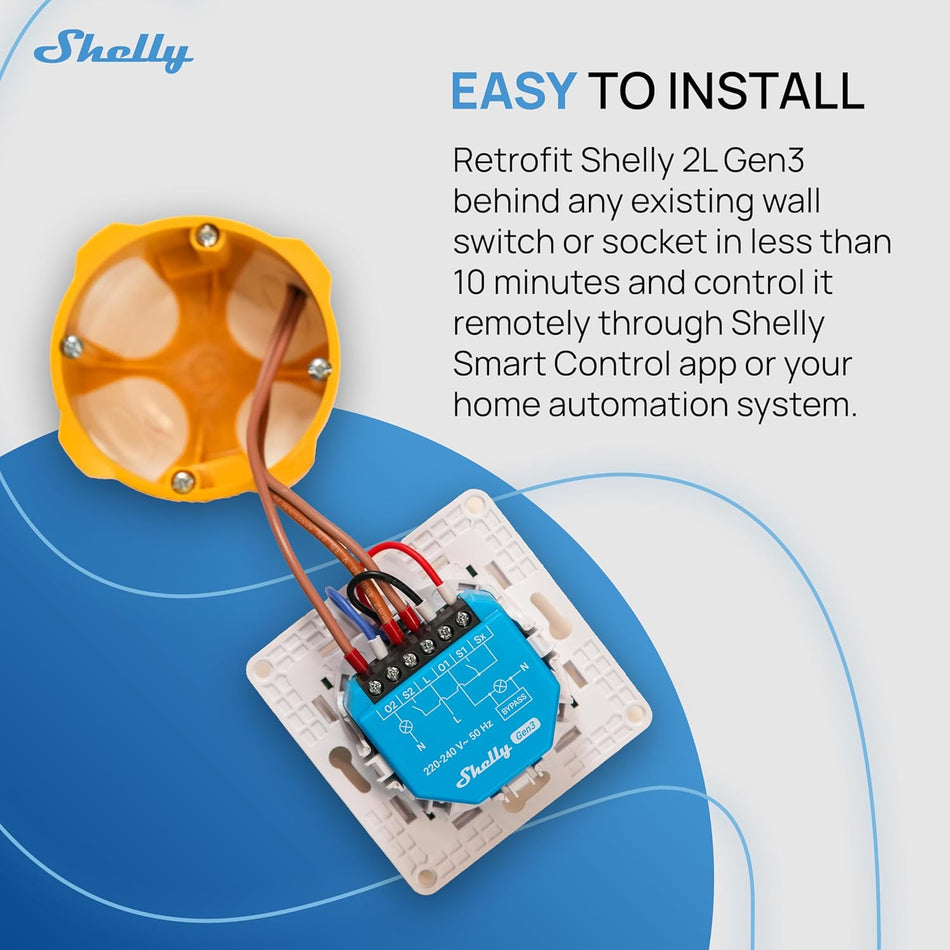 Shelly 2L Gen3 (Bypass 1L/2L incluso)