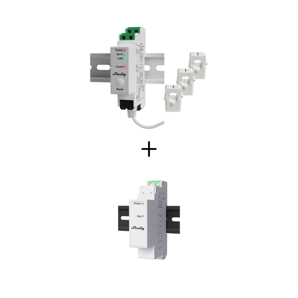 Shelly Pro 3EM 120A + Shelly Pro 3EM Switch Add-on in Omaggio