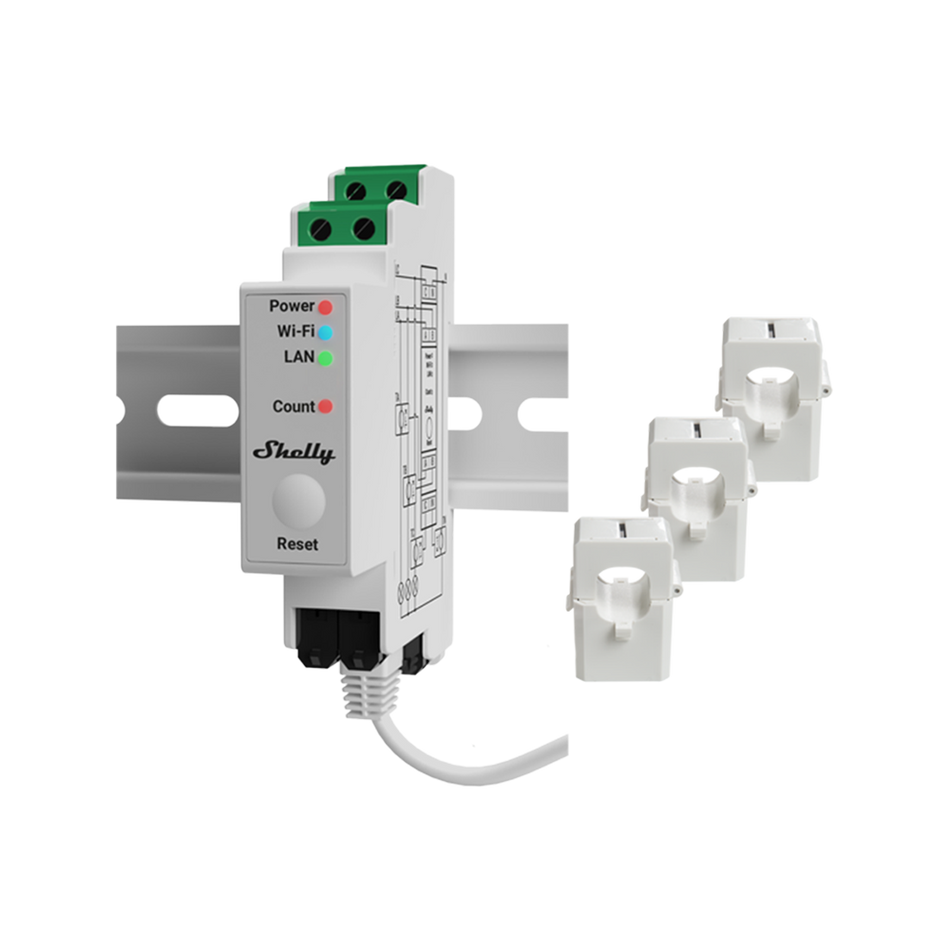 Shelly Pro 3EM 120A + Shelly Pro 3EM Switch Add-on in Omaggio
