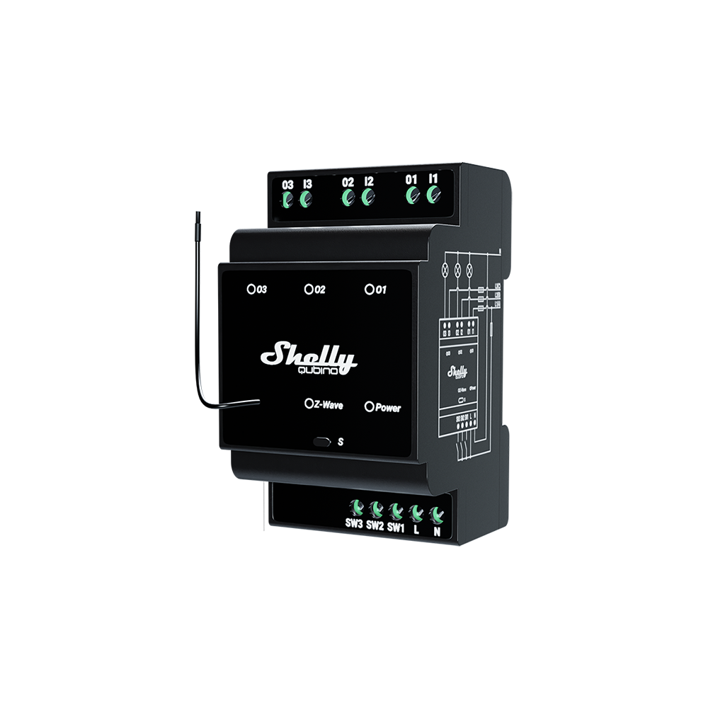Shelly Qubino Wave Pro 3 EU LR - relè DIN Z-Wave Long Range 3 canali