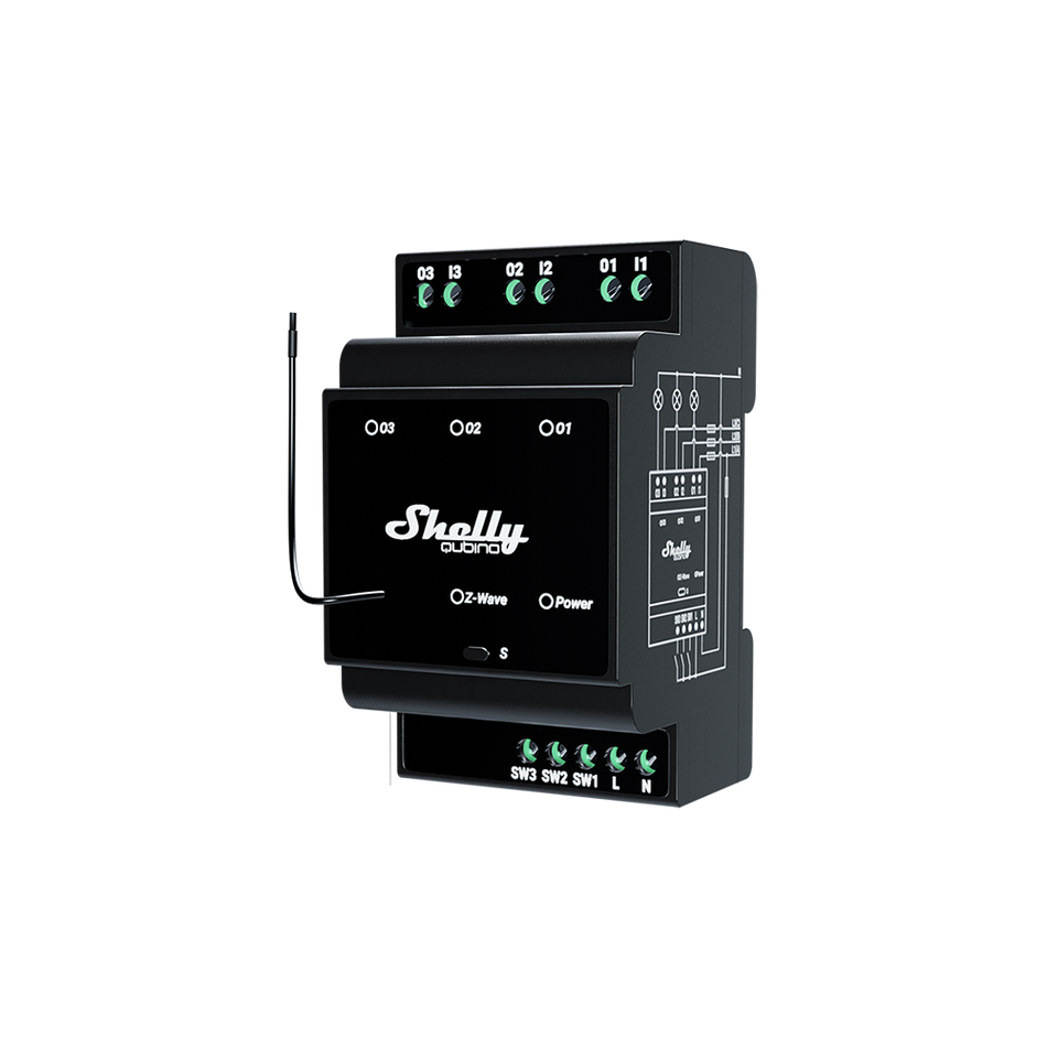 Shelly Qubino Wave Pro 3 EU LR - relè DIN Z-Wave Long Range 3 canali