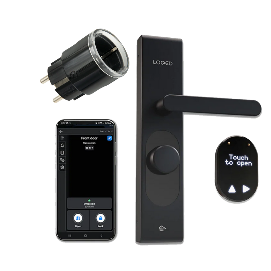 Shelly KIT Loqed Touch Smart Lock – Serratura smart senza chiavi con controllo remoto e automazione domestica - Black