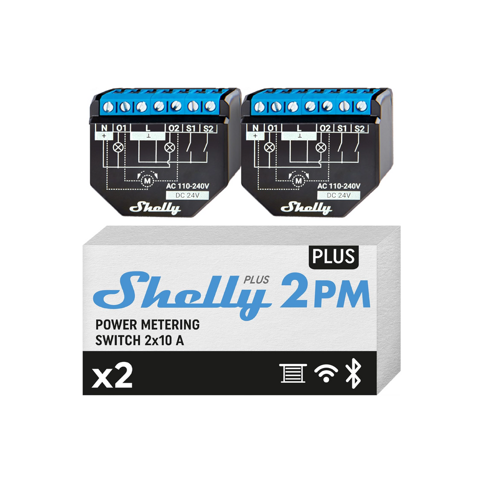 Shelly Plus 2PM Gen2  - Pack da 2 o Pack da 4