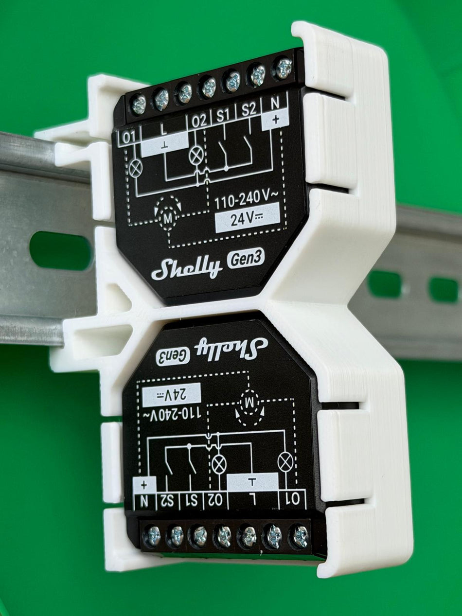 SOIXX Supporto DIN per 2 Shelly Wave, Plus, Gen3, Gen4, 90°