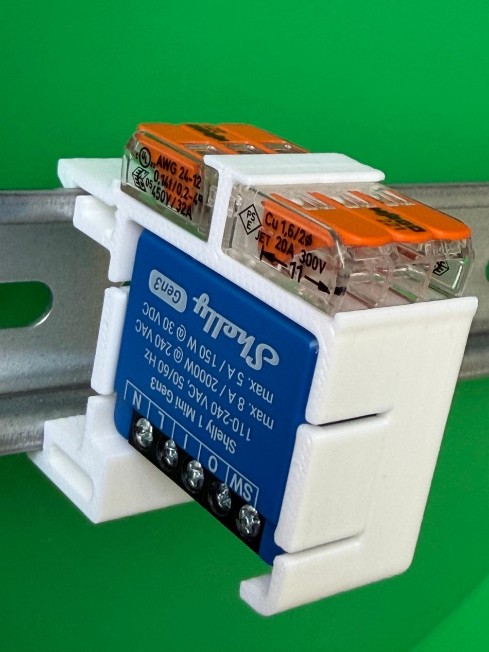 SOIXX Supporto DIN per Shelly Mini Wave Gen3 e 2 WAGO, 90° bianco