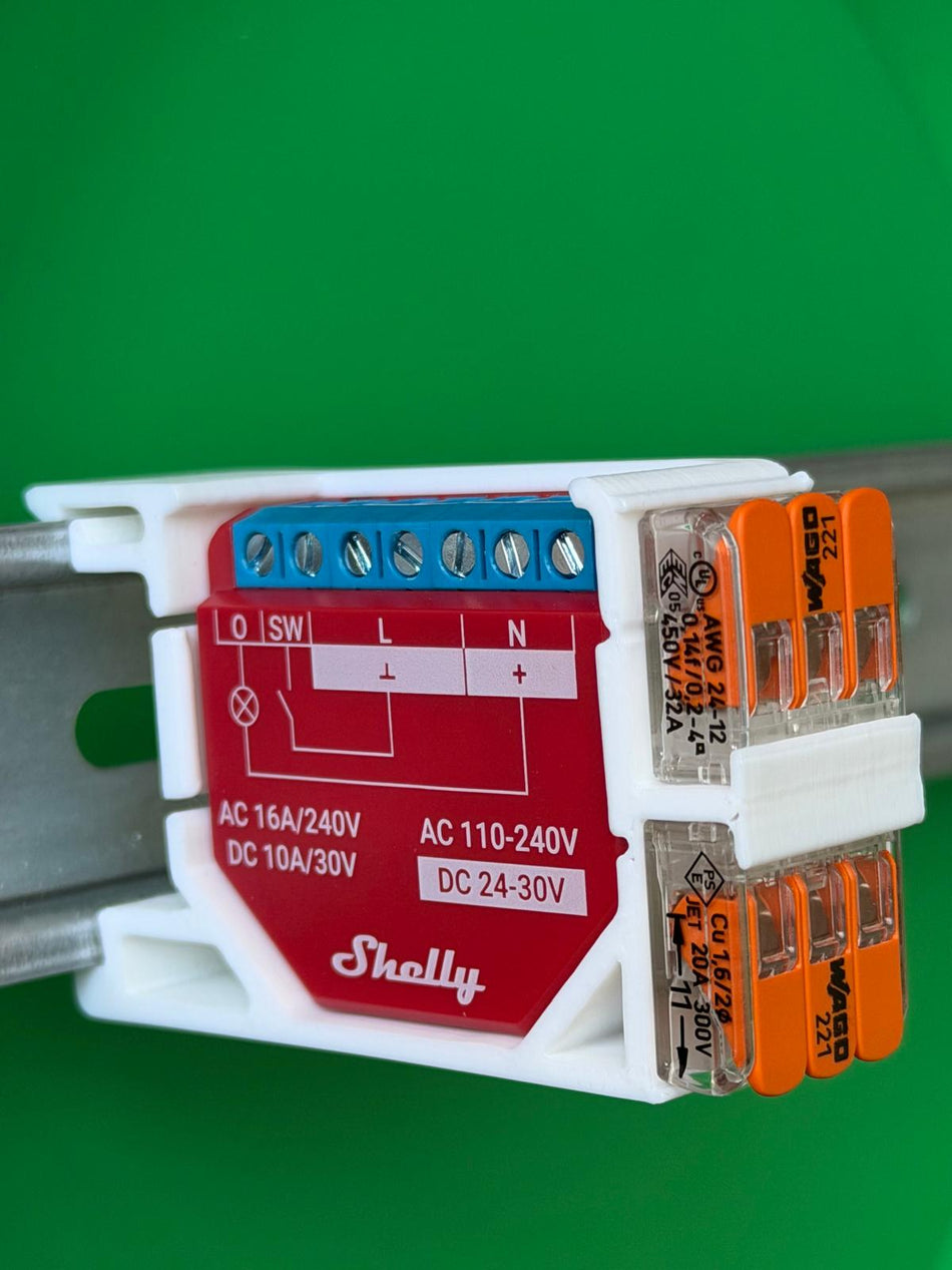 SOIXX Supporto DIN per Shelly Wave, Plus, Gen3, Gen4 e 2 WAGO, 90° bianco